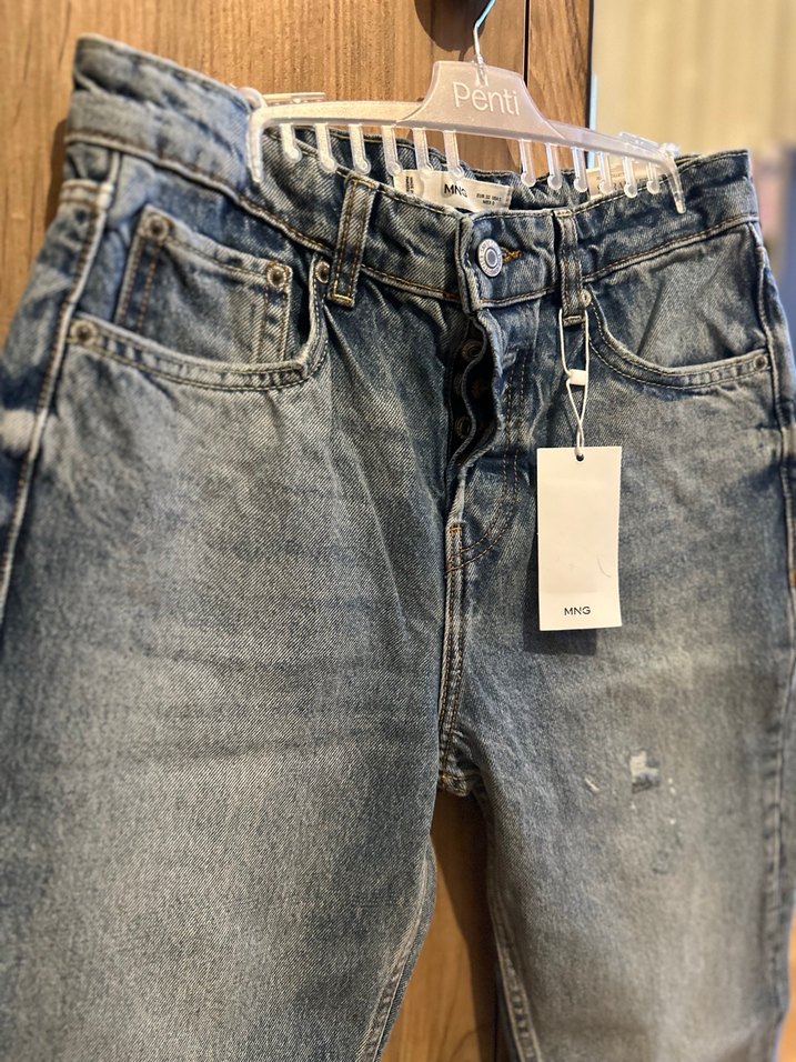Mango Kadın Gri Mavi Bol Kesim Denim Jean - Görsel 3
