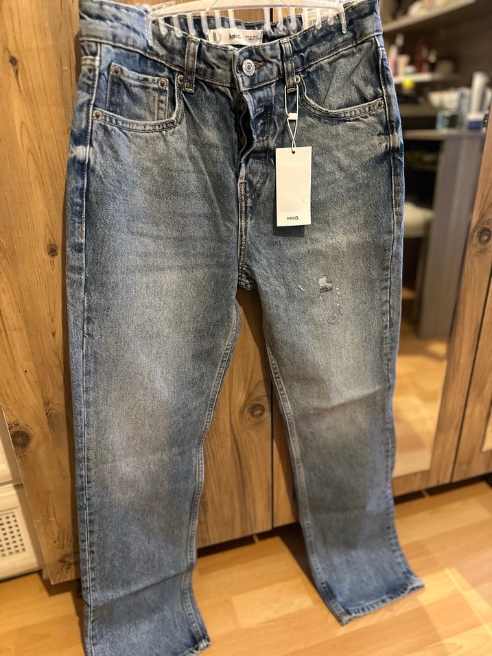Mango Kadın Gri Mavi Bol Kesim Denim Jean - Görsel 4