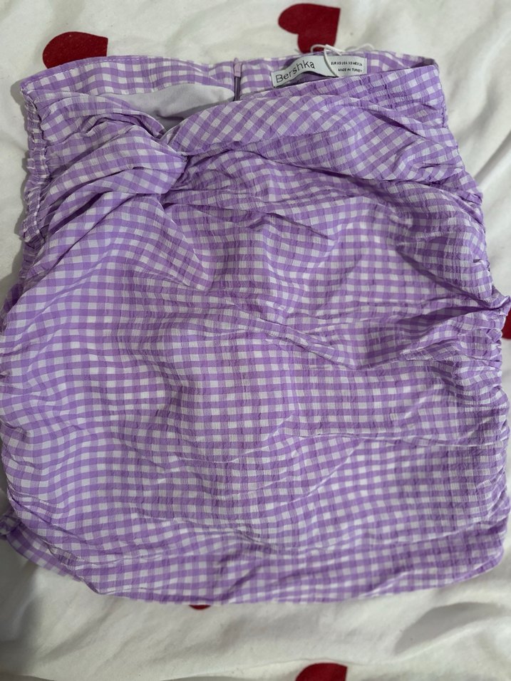 BERSHKA Mor Drapeli Midi Hamile Eteği - Görsel 3