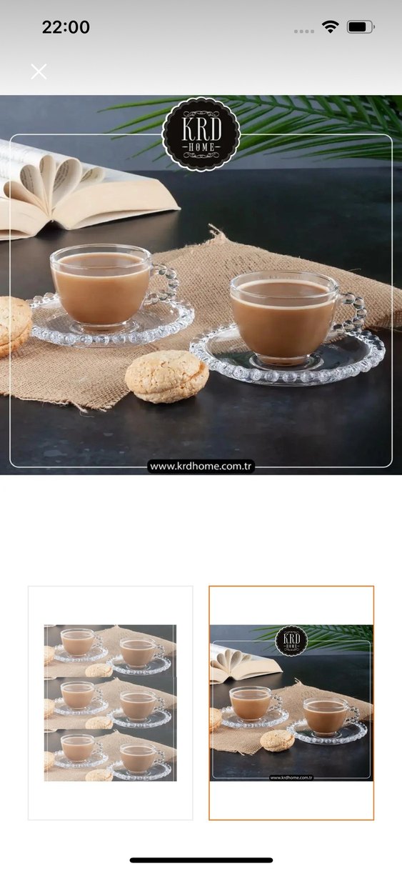 Bej Renkli Cam Çay Fincanı ve Tabak Seti - Görsel 2