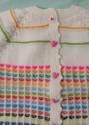 Çok Renkli Kız Çocuk Bohem Örgü Yelek - Görsel 3