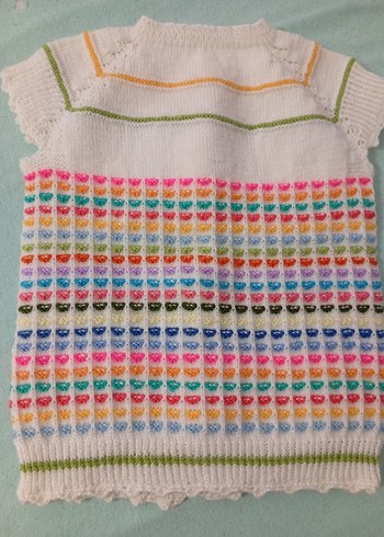 Çok Renkli Kız Çocuk Bohem Örgü Yelek - Görsel 2