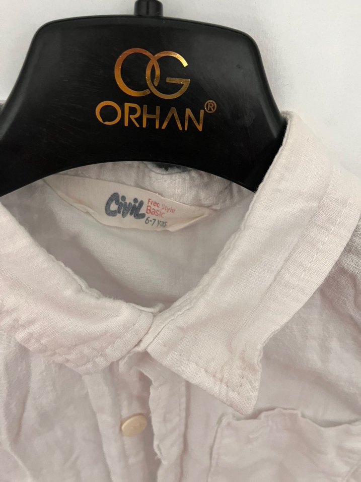 Erkek Çocuk Keten Kısa Kollu Gömlek - Görsel 2