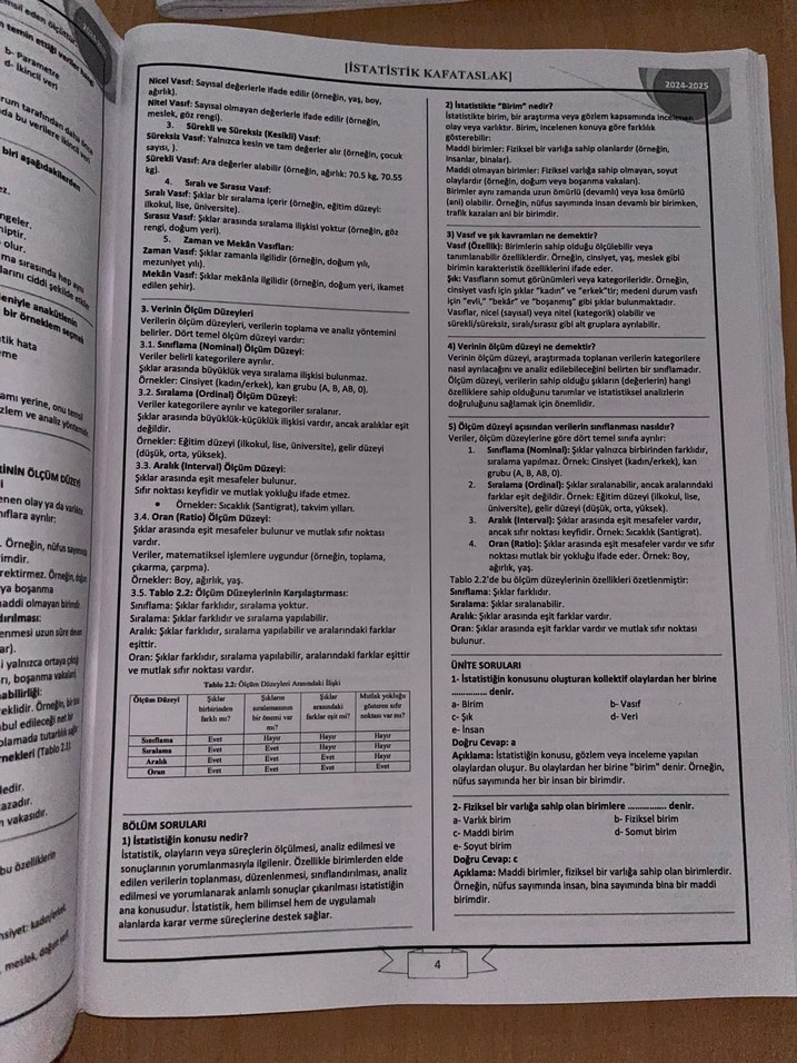 AUZEF İstatistik Vize ve Final Bütünleme Soru Bankası - Görsel 2