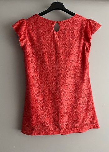 Kısa Kollu Kırmızı Dantelli Mini Bluz - Görsel 3