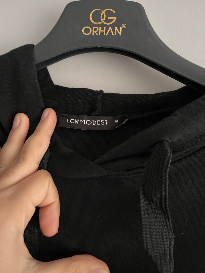 Kapüşonlu Siyah Uzun Kollu Sweatshirt - Görsel 2