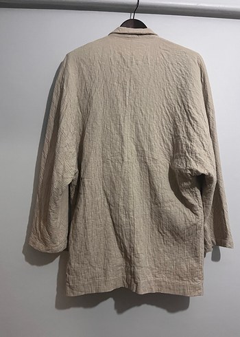 Bej Keten Kadın Blazer Ceket - Görsel 2