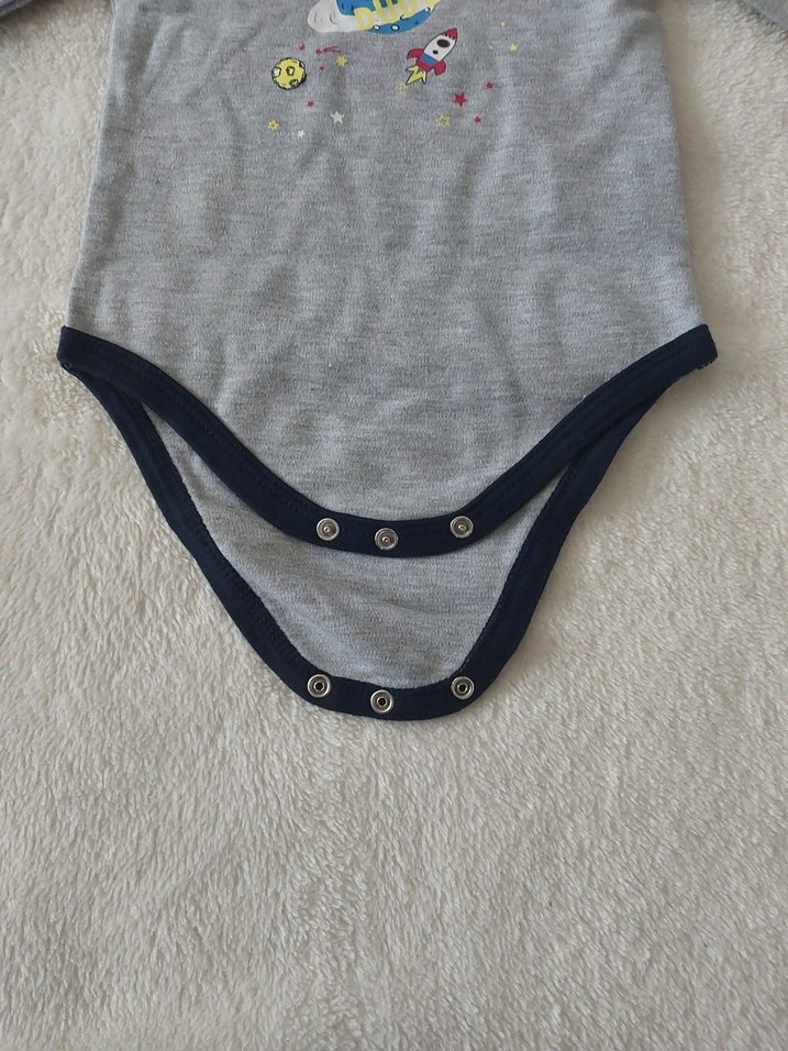 Uzun Kollu Gri Bebek Body - Görsel 3