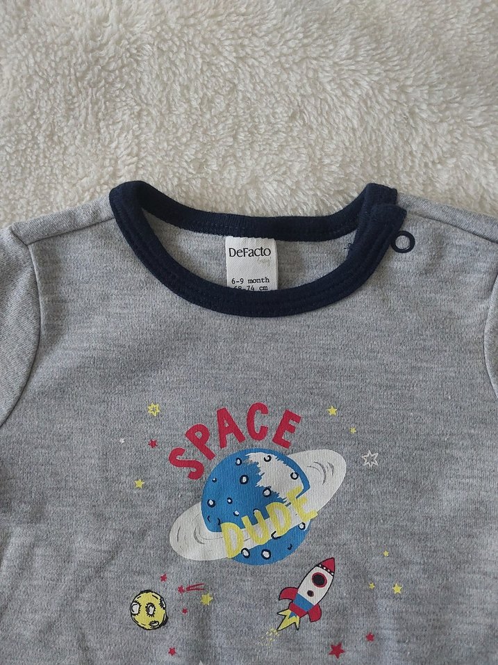 Uzun Kollu Gri Bebek Body - Görsel 2