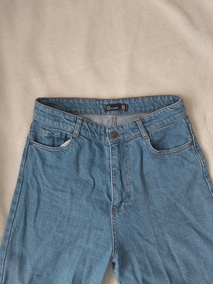 Mavi Düğmeli Loose Fit Kadın Denim Jean - Görsel 2