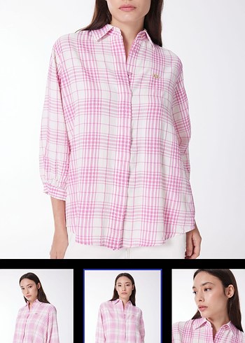 Polo Pembe Ekose Desenli Uzun Kollu Gömlek - Görsel 4