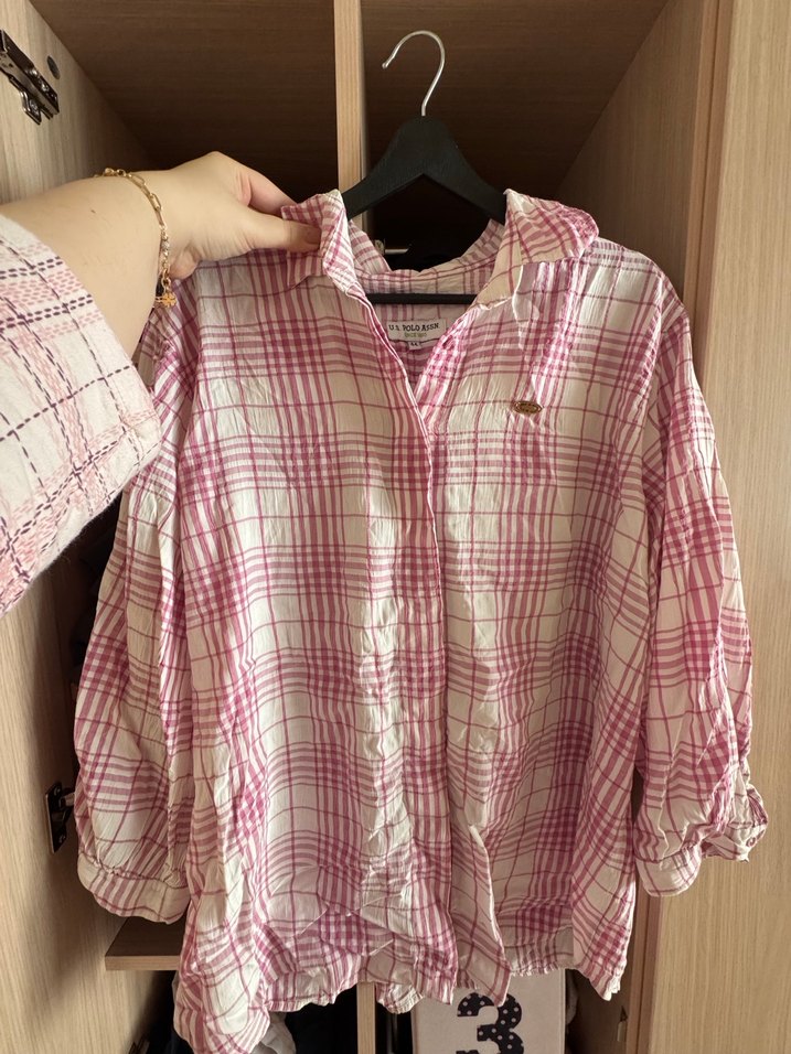 Polo Pembe Ekose Desenli Uzun Kollu Gömlek - Görsel 2