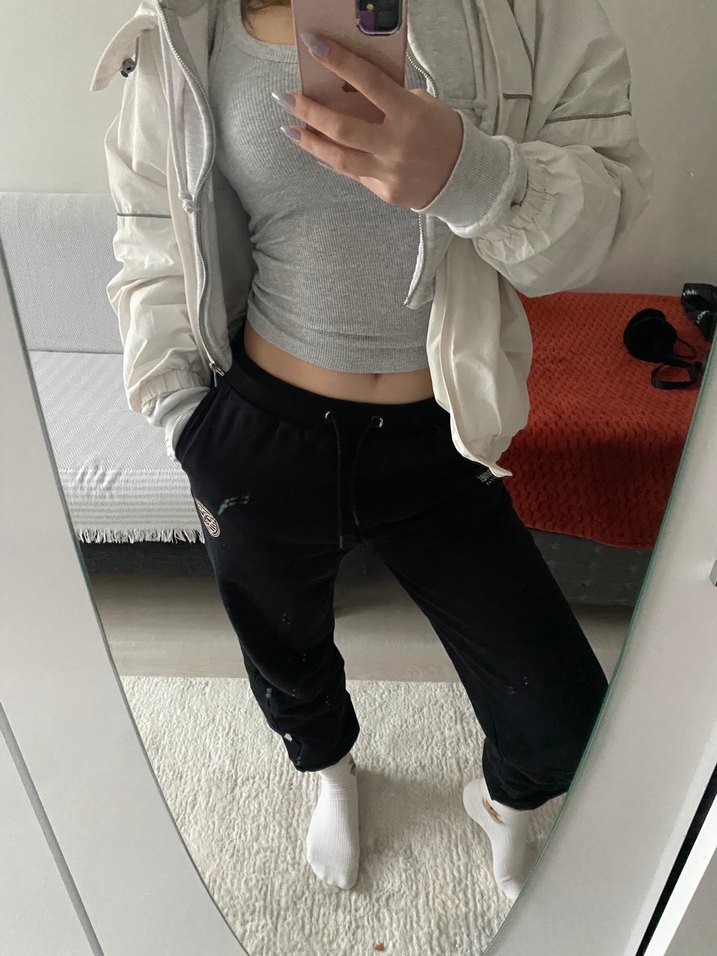 Siyah Pamuklu Kadın Spor Eşofman Altı - Görsel 2