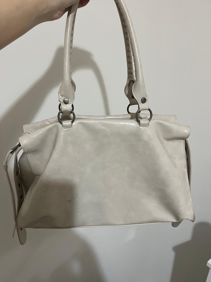 Bej Deri Kadın Çanta Fermuarlı - Görsel 2