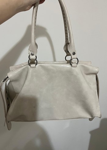 Bej Deri Kadın Çanta Fermuarlı - Görsel 2