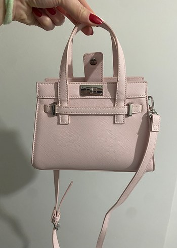 Pembe Deri Kadın El Çantası - Görsel 2