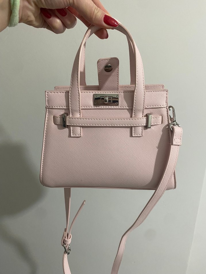 Pembe Deri Kadın El Çantası - Görsel 2