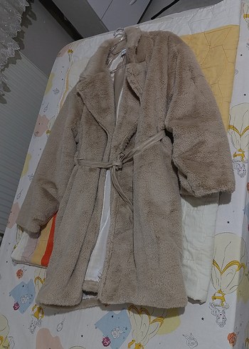 kürk   Bej Uzun Kadın Kaban - Görsel 3