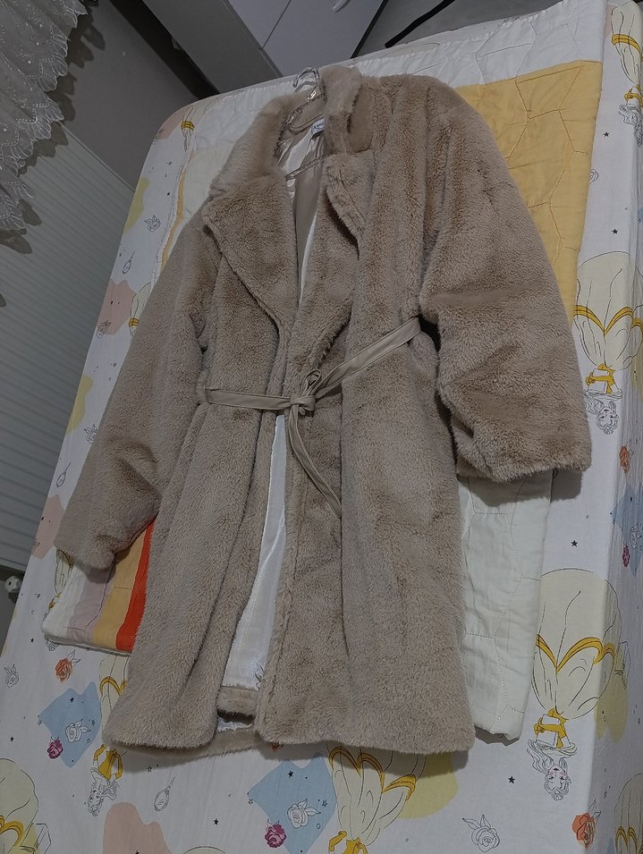 kürk   Bej Uzun Kadın Kaban - Görsel 3