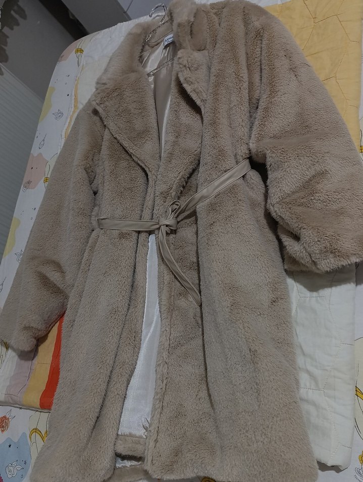 kürk   Bej Uzun Kadın Kaban - Görsel 2