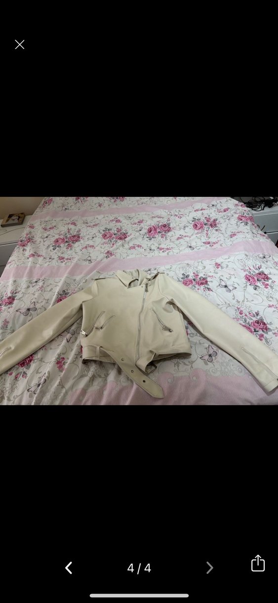 Beyaz Deri Kadın Ceket - Görsel 4