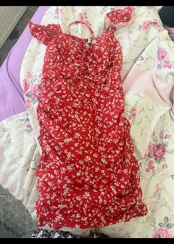 Kırmızı Fırfırlı Mini Elbise - Görsel 2