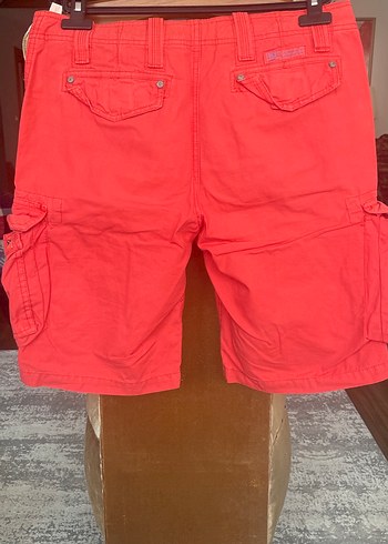 Kırmızı Kemerli kadın Kargo Şort - Görsel 2