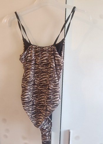 Zebra Desenli Drapeli Askılı Kadın body - Görsel 2