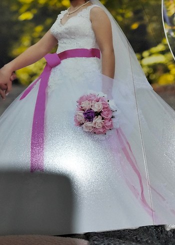 V Yaka A Kesim uzun Gelinlik - Görsel 4