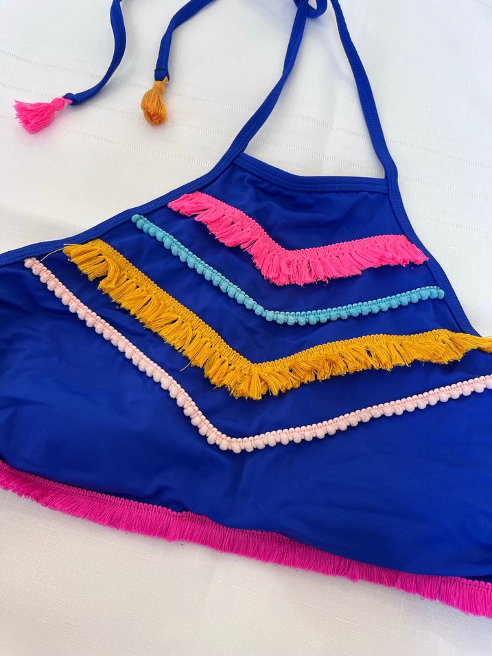 Renkli Püsküllü Bohem Bikini Üstü - Görsel 2