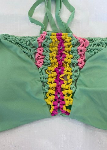 Renkli Nakışlı Bohem Bikini Üstü - Görsel 2