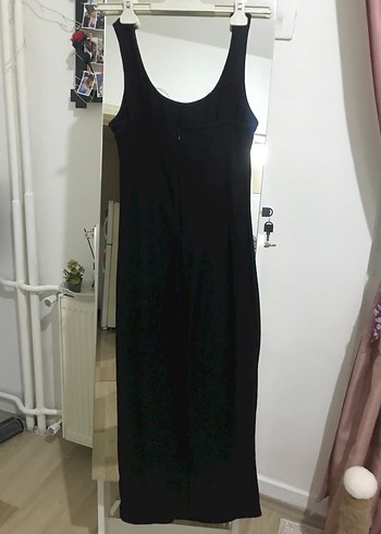 Siyah Sade Uzun Kadın Elbise - Görsel 2