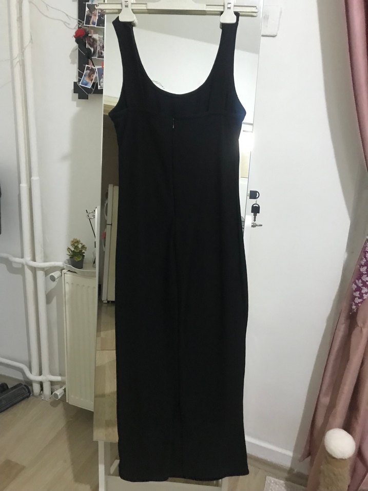 Siyah Sade Uzun Kadın Elbise - Görsel 2