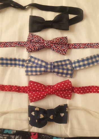 Çocuklar için Çok Renkli Kumaş Papyon ve Kravat Seti - Görsel 4