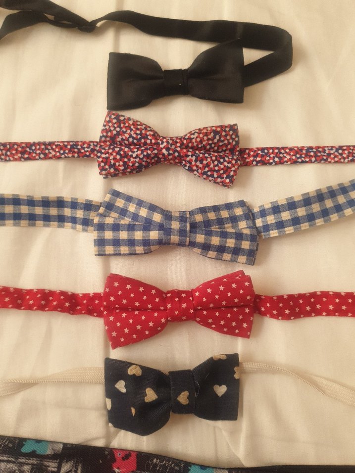 Çocuklar için Çok Renkli Kumaş Papyon ve Kravat Seti - Görsel 4