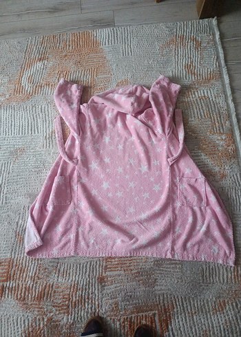 Kız Çocuk Pembe Kapüşonlu Bornoz - Görsel 2
