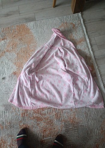 Kız Çocuk Pembe Kapüşonlu Bornoz - Görsel 3
