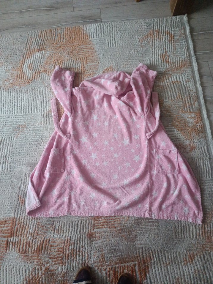 Kız Çocuk Pembe Kapüşonlu Bornoz - Görsel 2