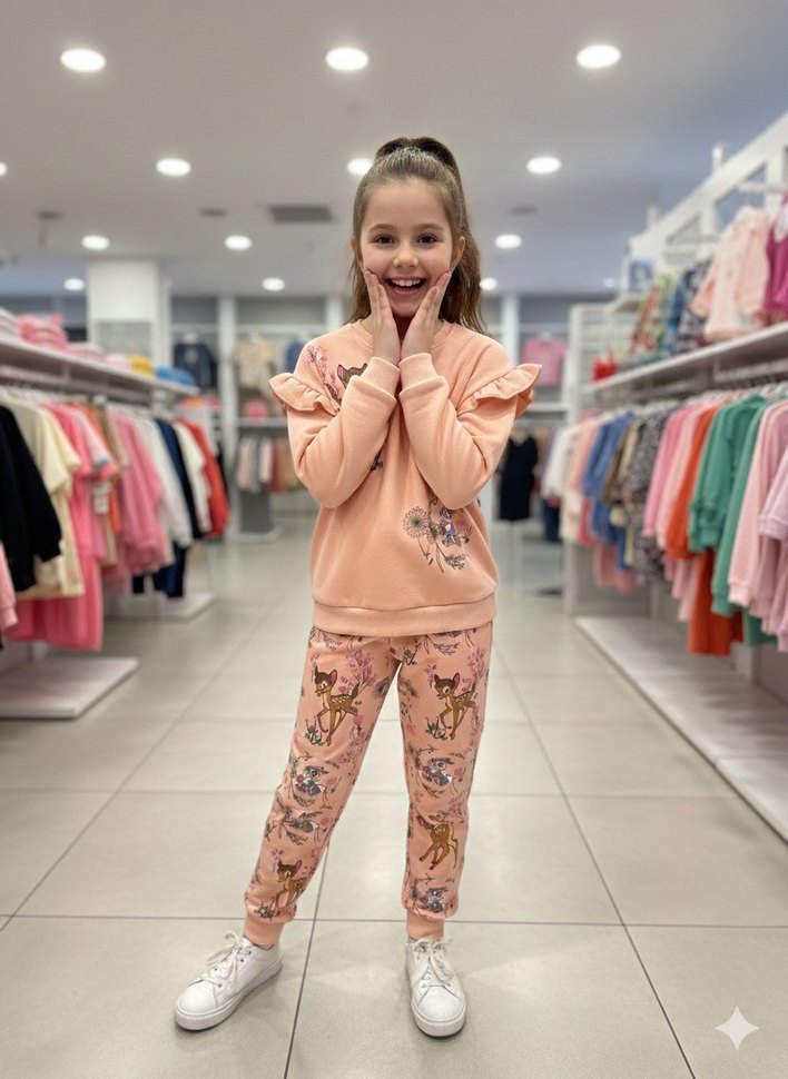 9-10 Yaş Üç İplik Şardonlu Bambi Eşofman Takımı - Görsel 2