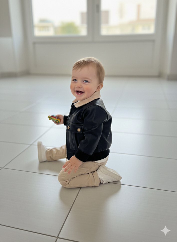 4 Yaş Deri Ceket Üçlü Takım - Görsel 2