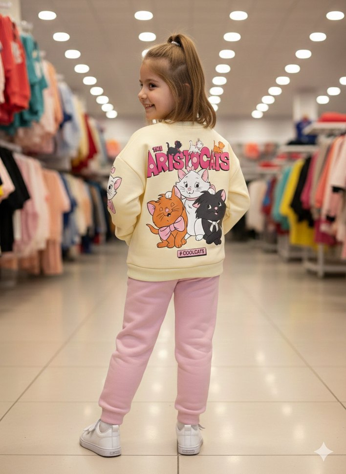 3-4 Yaş Üç İplik Şardonlu Eşofman Takımı - Görsel 2