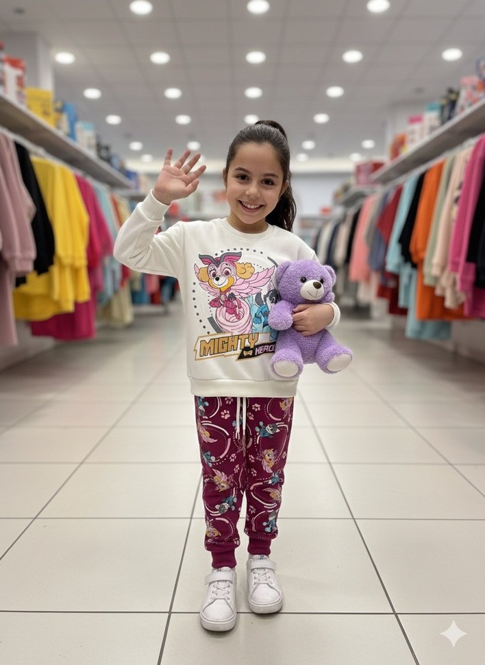 7-8 Yaş Üç İplik Şardonlu Eşofman Takımı - Görsel 2