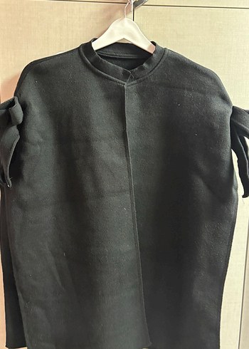 Uzun Siyah Kadın Panço - Görsel 5