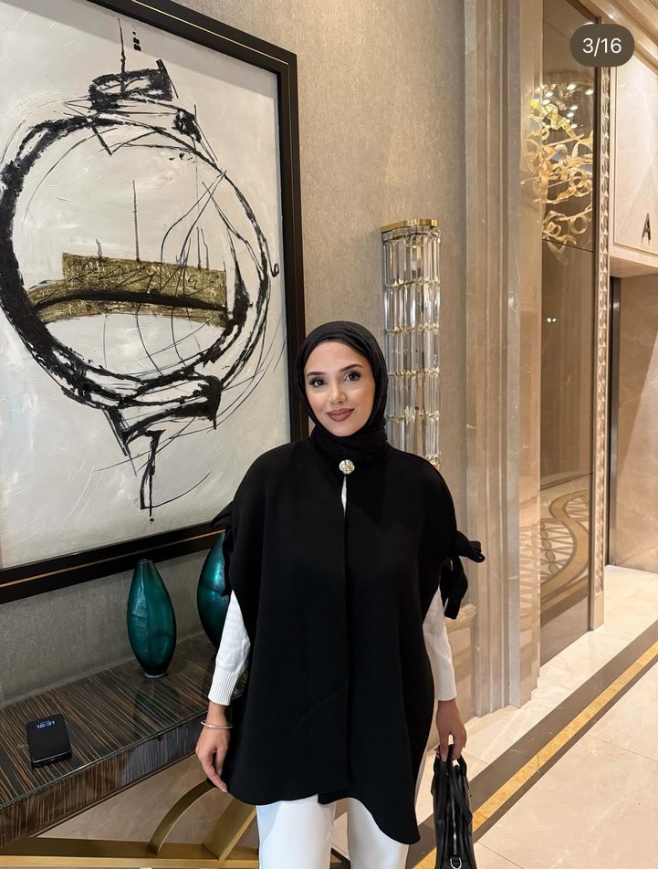 Uzun Siyah Kadın Panço - Görsel 2