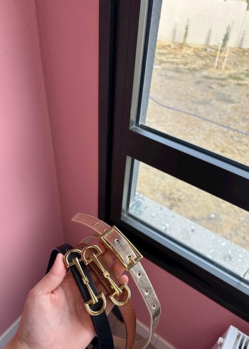 Kadın Kahverengi Deri Tokalı Kemer 3 tane kemer - Görsel 4