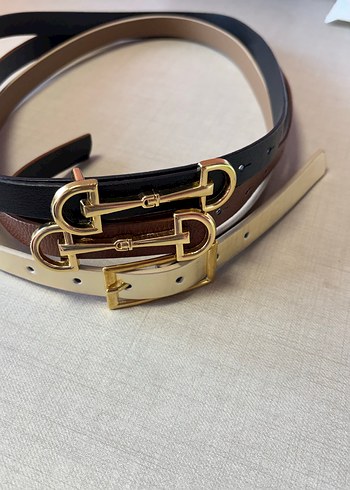 Kadın Kahverengi Deri Tokalı Kemer 3 tane kemer - Görsel 3