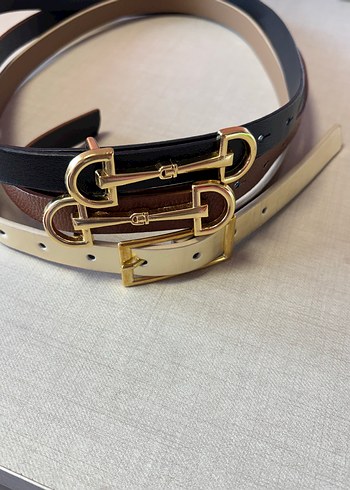 Kadın Kahverengi Deri Tokalı Kemer 3 tane kemer - Görsel 2