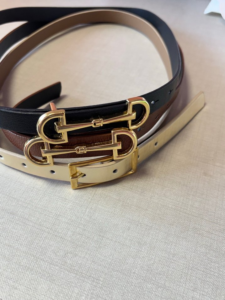 Kadın Kahverengi Deri Tokalı Kemer 3 tane kemer - Görsel 3