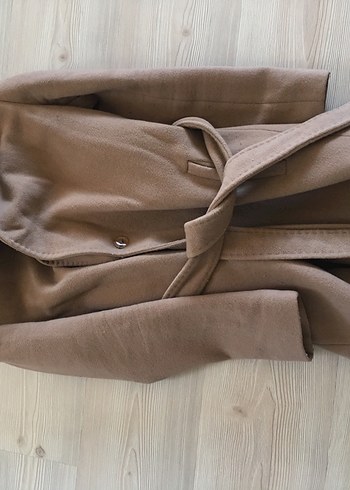 Kürk Detaylı Bej Midi Kadın Süet Kaban - Görsel 4