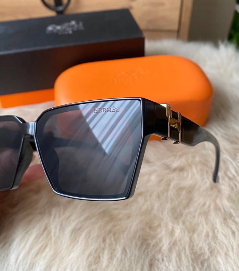 Hermès Siyah Tokalı Biker Güneş Gözlüğü - Görsel 5
